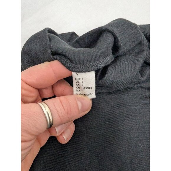 women's size large black mini dress long lace sleeves turtle neck winter goth I2 - Picture 6 of 9